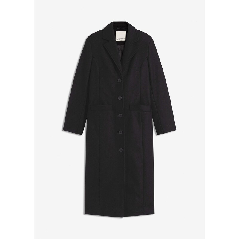 bonprix Dlhý kabát vo vlnenom vzhľade, farba čierna 44731622