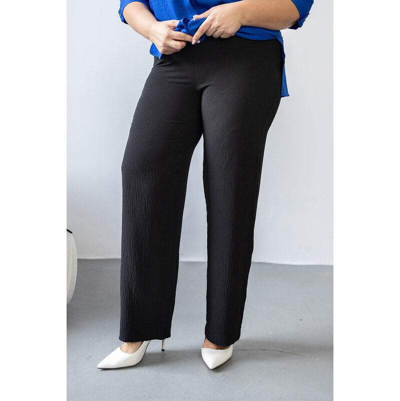 (veľ. 52) Nohavice z ľahkého krepu čierne 64535939