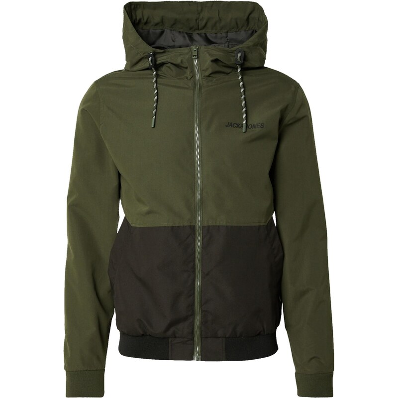 JACK & JONES Prechodná bunda JJERush olivová / čierna 64513152