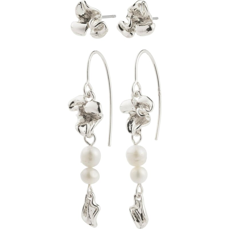 Pilgrim Náušnice Luis strieborná / biela 64513379