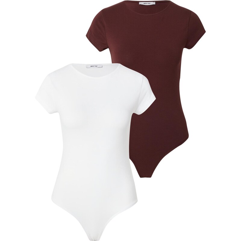 ABOUT YOU Košeľové body Ellinor bordová / biela 64959162