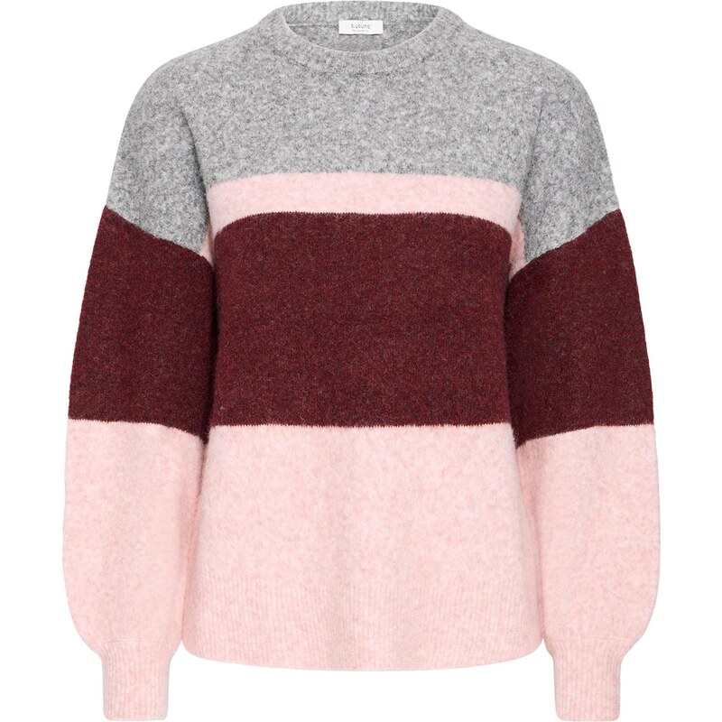 b.young Sveter BYOMEA sivá melírovaná / ružová / bordová 64513325