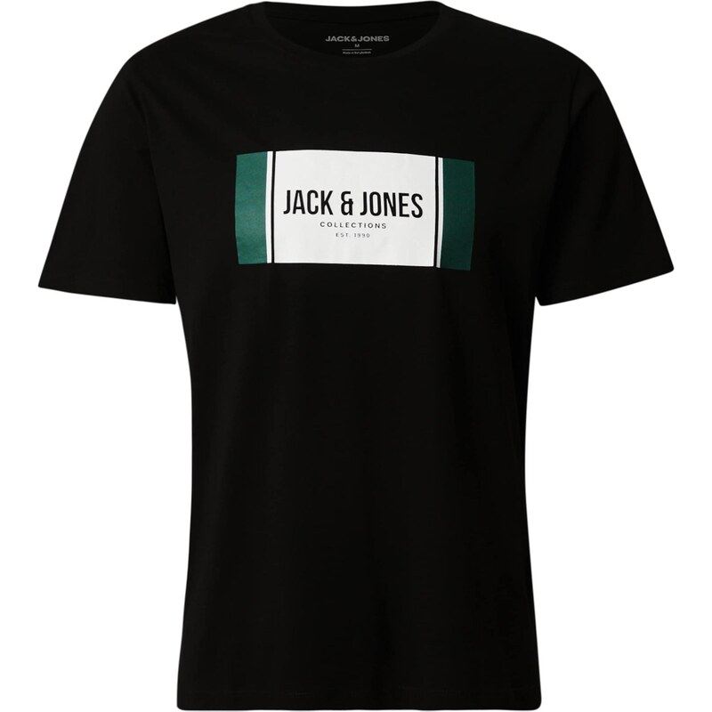 JACK & JONES Tričko JJHayato tmavozelená / čierna / biela 64513465
