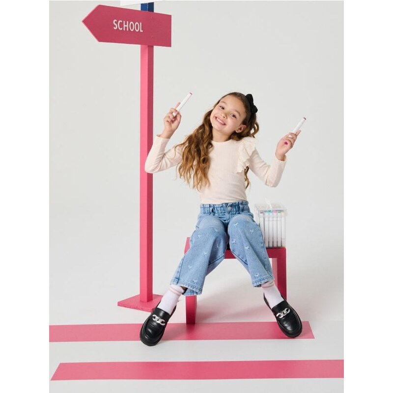 Sinsay - Tričko s dlhými rukávmi - krémová 65757404