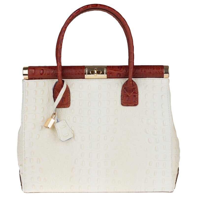 Béžová kožená talianska kabelka Laureta Beige Camel Cocco NovaKabelka 62554951