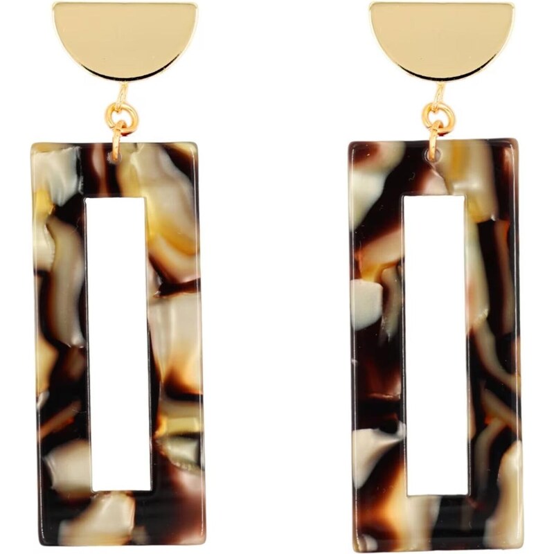 Fräulein Wunder Náušnice Akane hnedá / zlatá 57195816