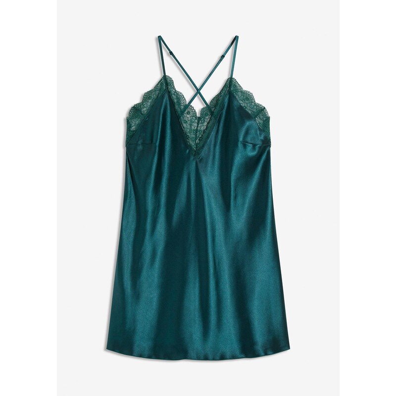 bonprix Saténové negližé, farba zelená 52800834