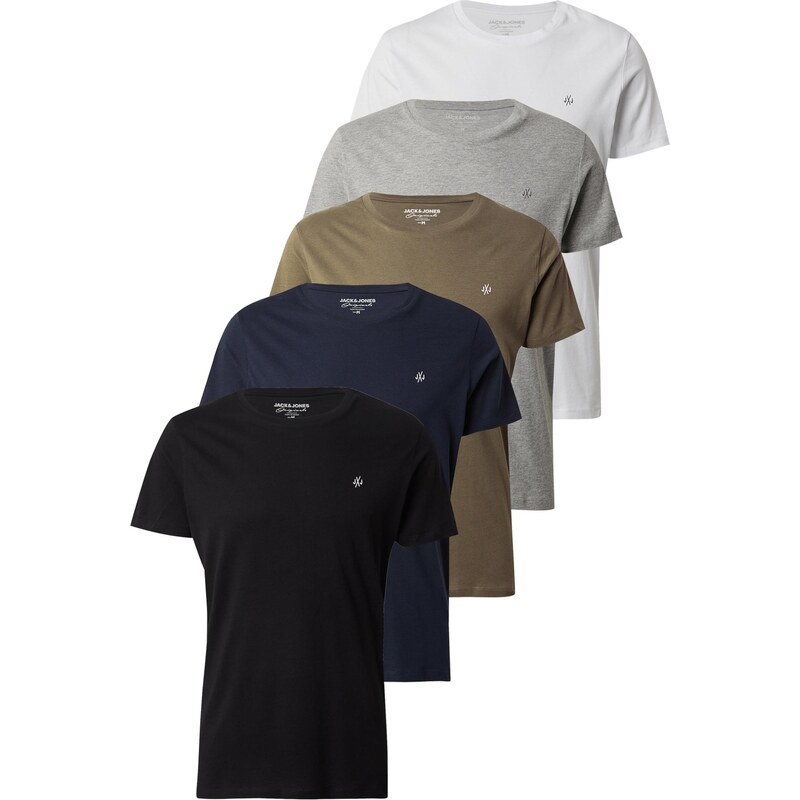 JACK & JONES Tričko tmavomodrá / sivá melírovaná / kaki / čierna / 26832496