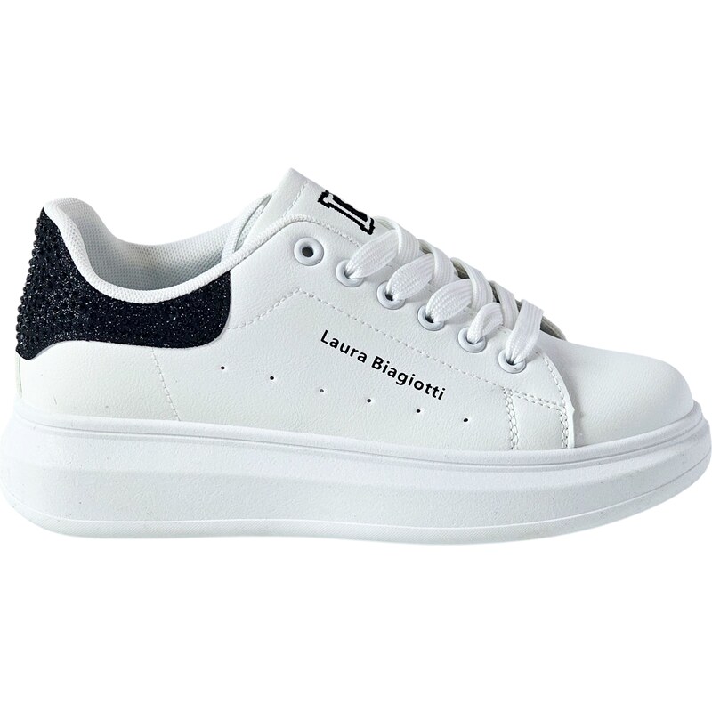 Biele tenisky Laura Biagiotti White Black Shine 64522502