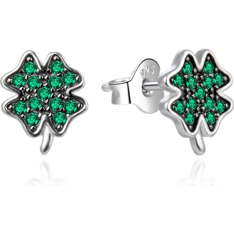 Agato Štvorlístkové strieborné náušnice so zirkónmi AGT-E167PGR 66578193