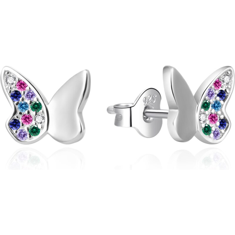Agato Strieborné náušnice Motýliky s farebnými zirkónmi AGT-E170PC 66588080