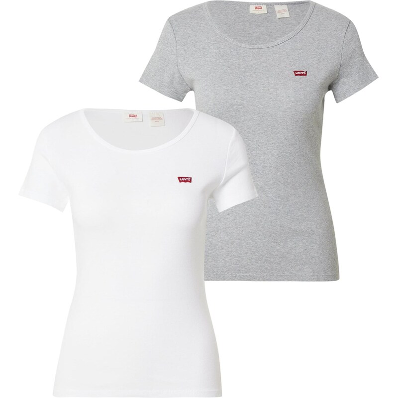 LEVIS Tričko 2 Pack Crewneck Tee sivá melírovaná / červená / biela 28707745