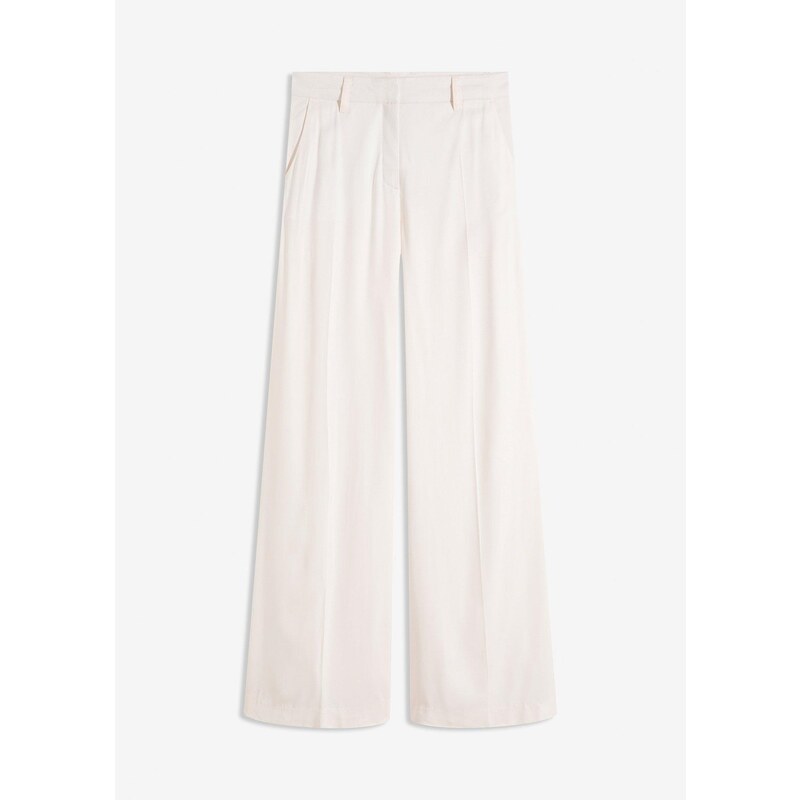 bonprix Nohavice Marlene z padavej viskózy, farba biela 64523804