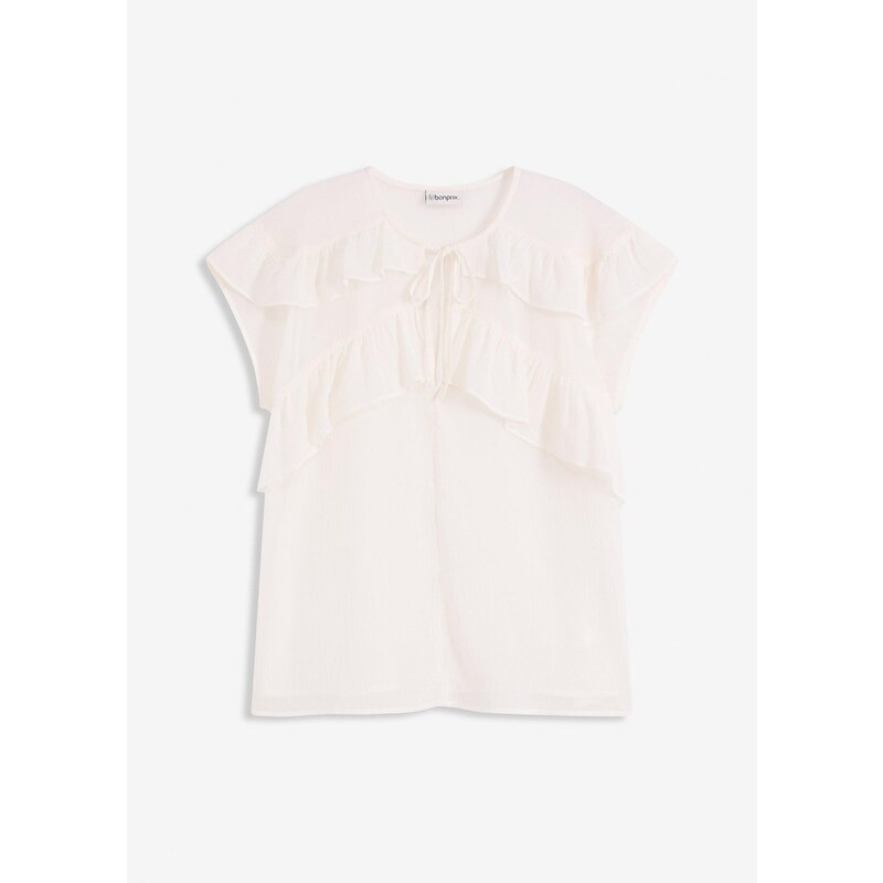 bonprix Šifónová blúzka s volánmi, farba biela 64523815