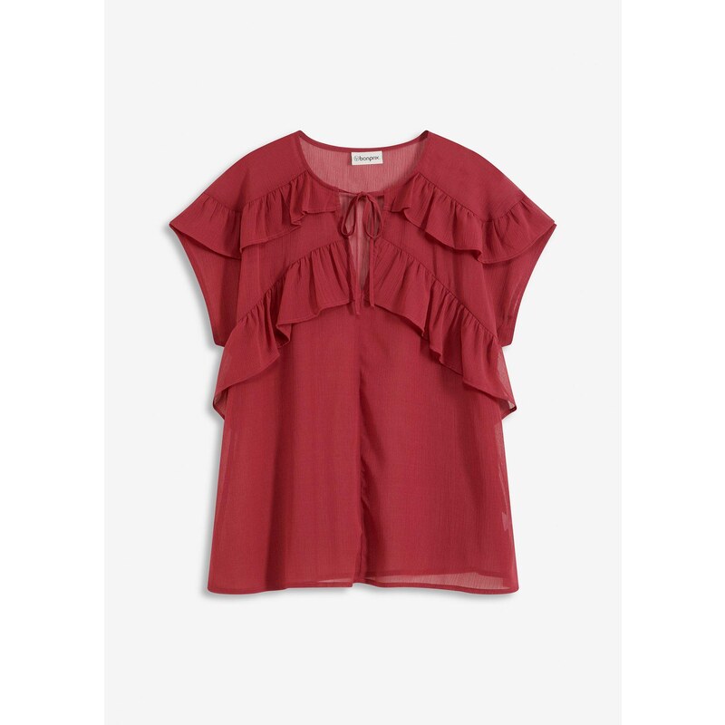 bonprix Šifónová blúzka s volánmi, farba červená 64523816