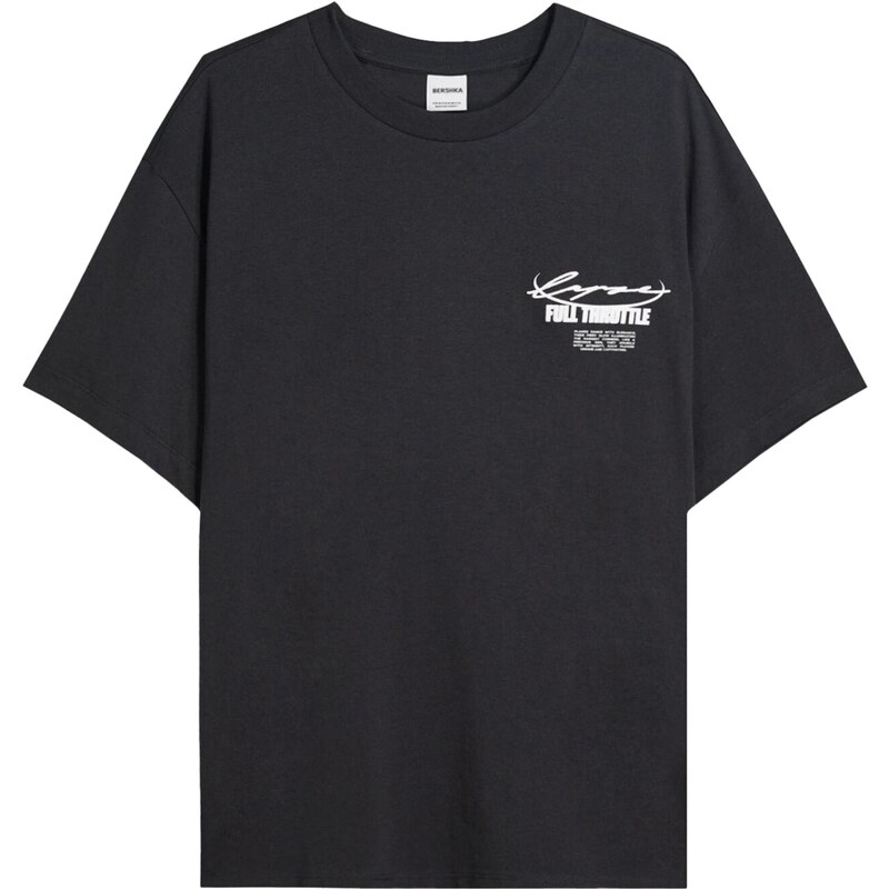 Bershka Tričko sivá / čierna / biela 65884848