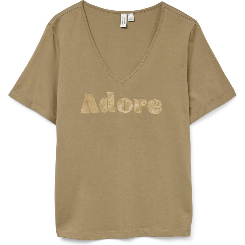 VERO MODA Tričko VMFADORA zlatá / kaki 64529056