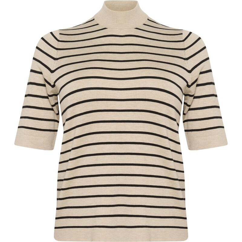 KAFFE CURVE Sveter Lizzy tmelová / čierna 65879940