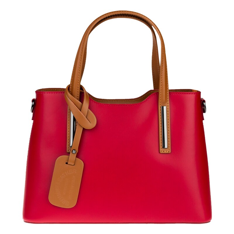 Červená kožená talianska kabelka Isidora Rossa Camel Piccola 64539873