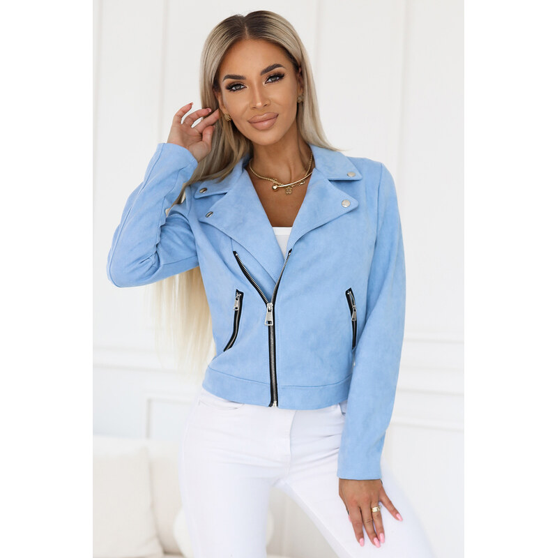 numoco basic 481-3 Suede biker jacket with long sleeves and zippers - 64715161