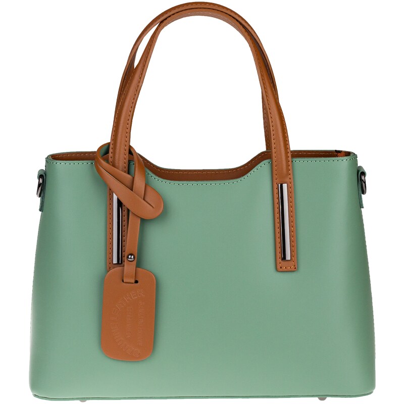 Zelená kožená talianska kabelka Isidora Menta Camel Piccola 64539874
