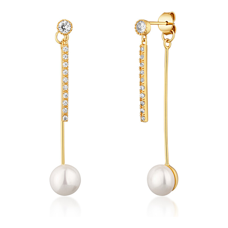 JVD Štýlové pozlátené náušnice 2v1 so zirkónmi SVLE1585XD2GP00 66595252