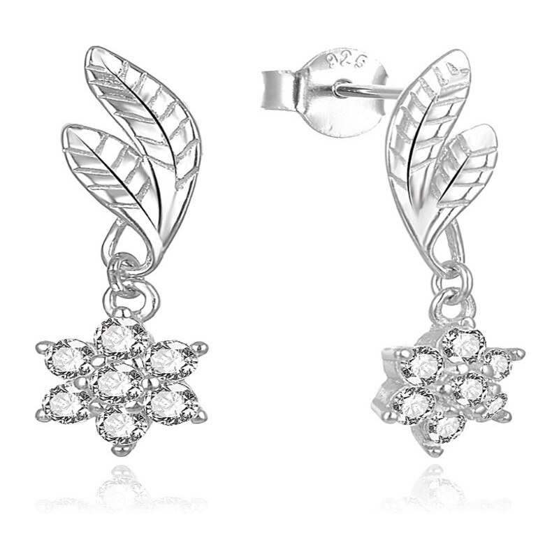 MOISS Slušivé visiace náušnice zo striebra s kvetinami E0002469 66590272
