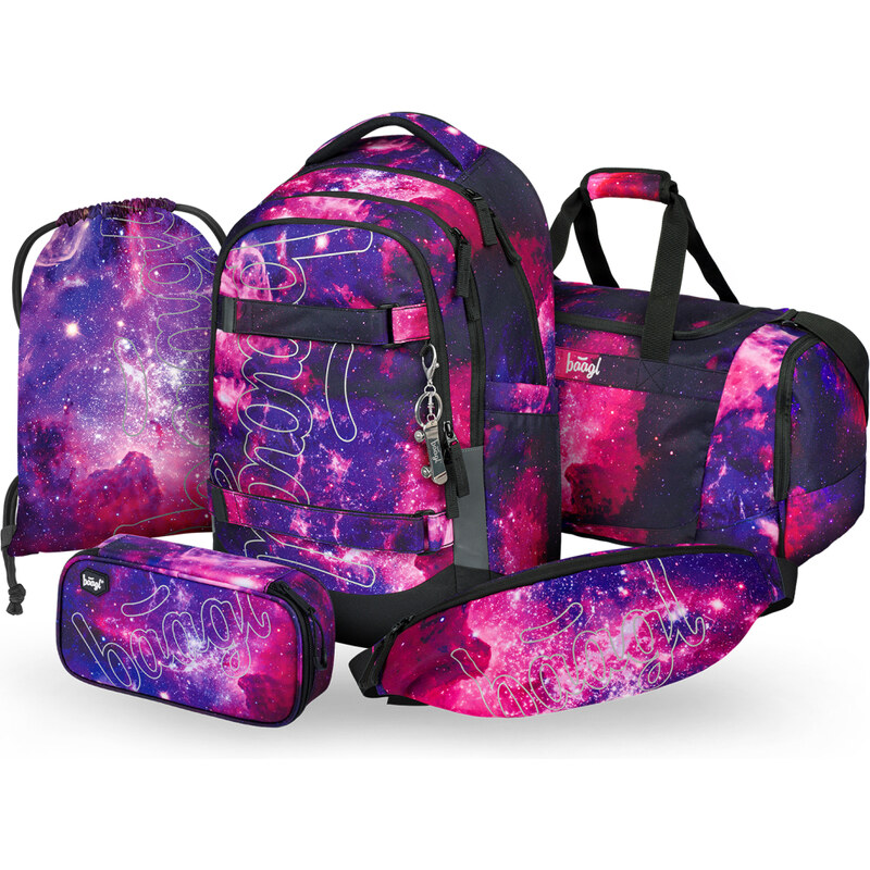 BAAGL SET 5 Skate max Galaxy: batoh, penál, sáček, sportovní taška, 68436530