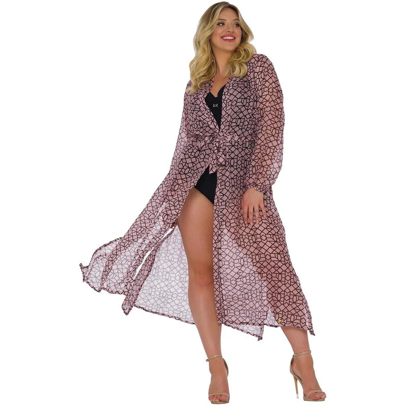 Dámske pareo 14 D81SZ ružový vzor - Self 64541581