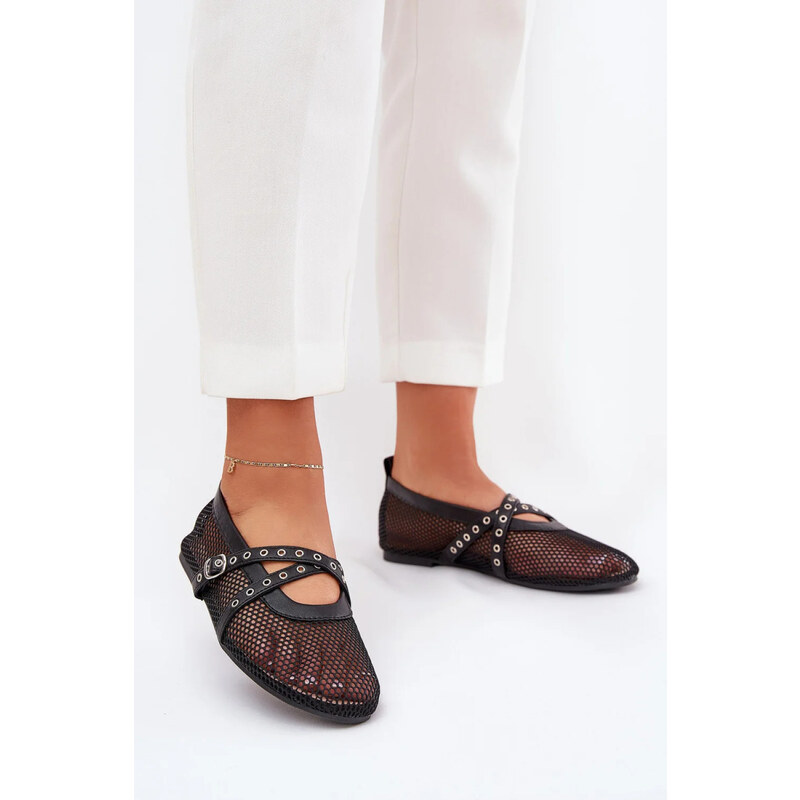 SWEET SHOES Balerínky P-1416 čierne - Krok vo veľkom štýle 64541686