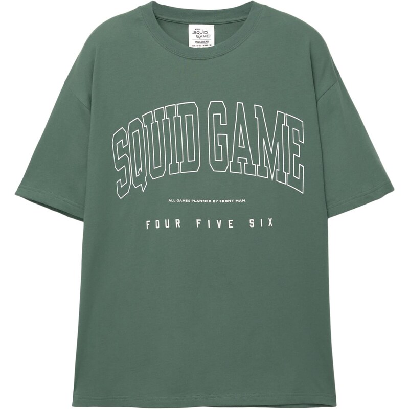 Pull&Bear Tričko SQUID GAME zelená / biela 65475026
