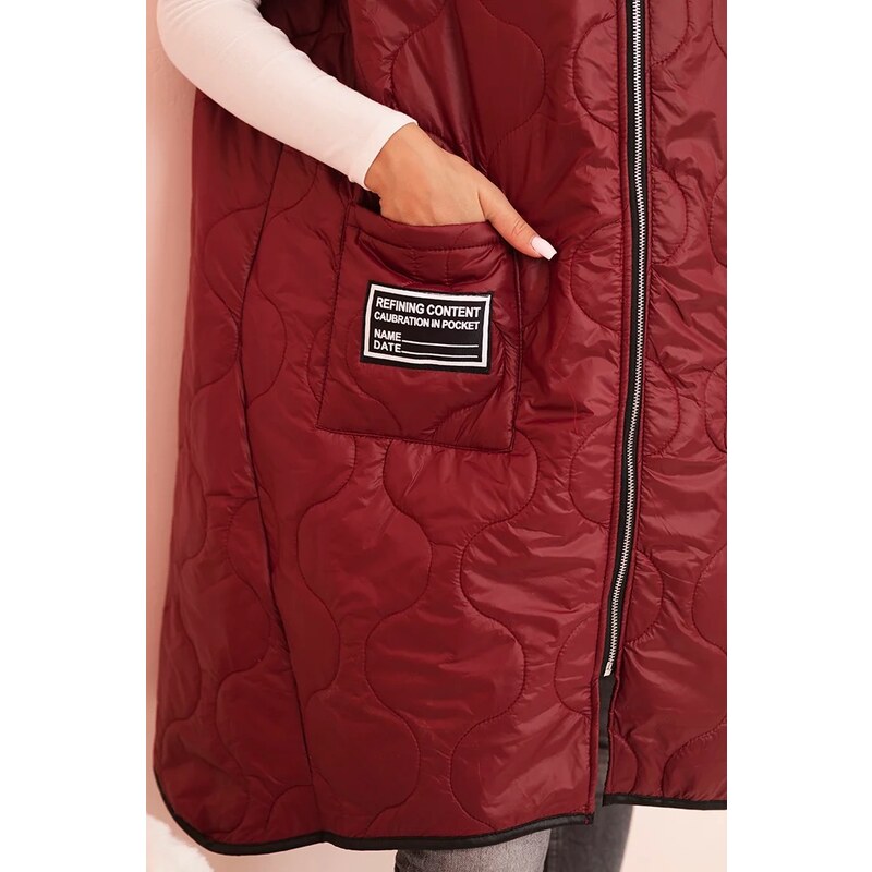 Kesi Włoski Dámska prešívaná vesta Plus Size s kapucňou na zips 64715047