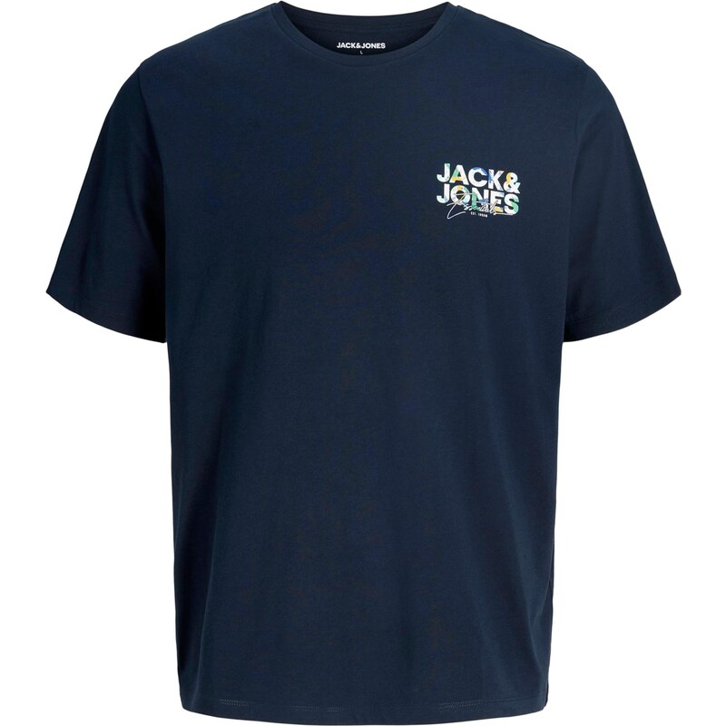 JACK & JONES Tričko JJGEPLAS tmavomodrá / žltá / svetlozelená / biela 64559412