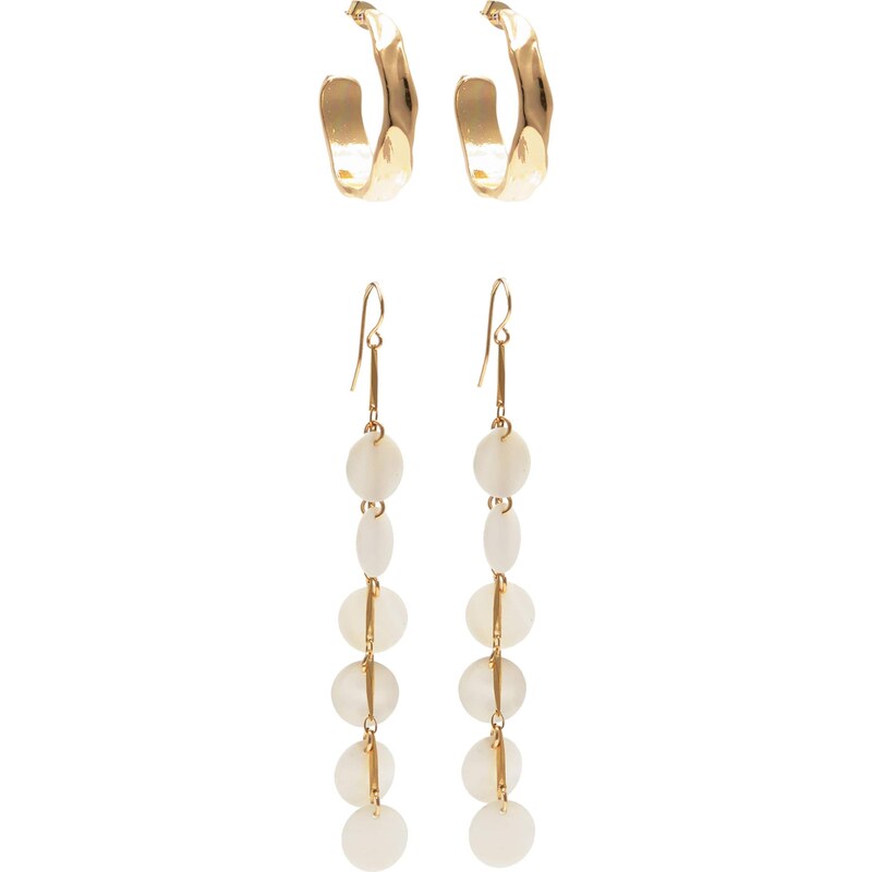 Pull&Bear Náušnice zlatá / perlovo biela 65884960