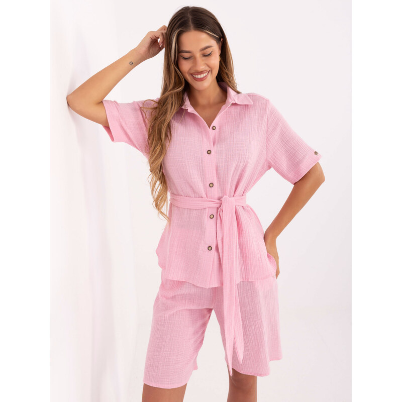 BASIC Svetloružový dámsky letný bavlnený set LK-KMPL-510096.96-light 64573026