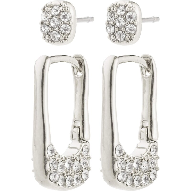 Pilgrim Náušnice Instant strieborná / priehľadná 64565825