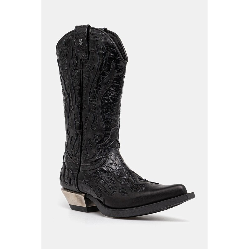 Kožené kovbojské topánky New Rock Nomada Y Firence Negro, West Negro 64570321