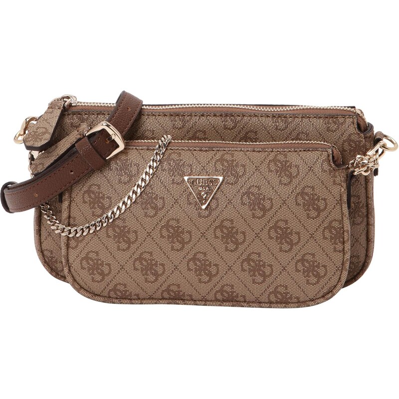GUESS Taška cez rameno NOELLE II DBL POUCH CROSSBODY hnedá / kapučíno 66718251