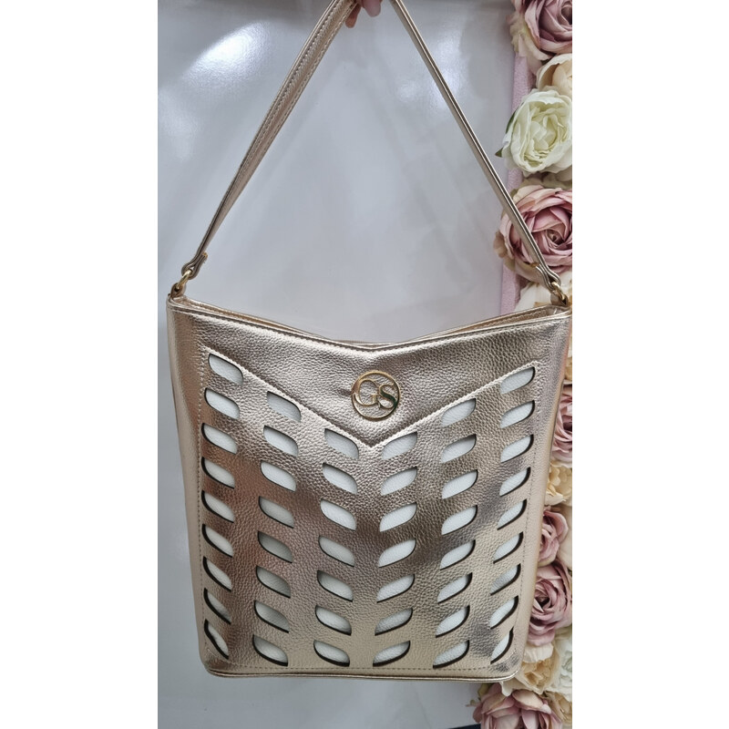 Katrins Fashion Štýlová zlatá kabelka na plece Grosso 64571233