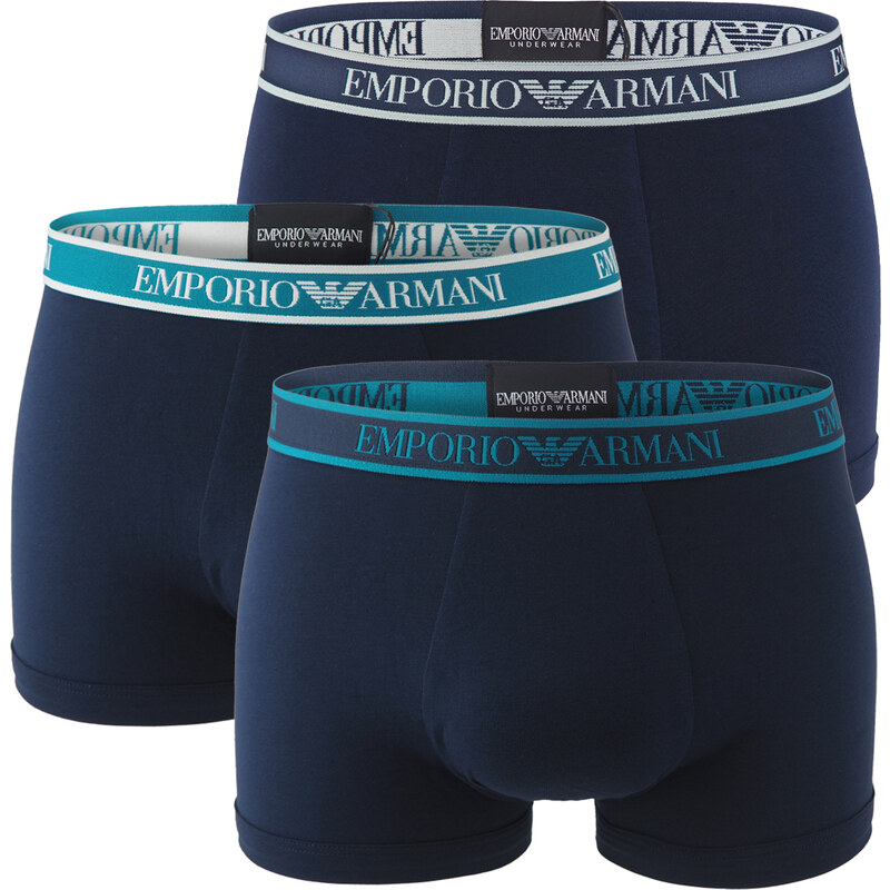 EMPORIO ARMANI - boxerky 3PACK stretch cotton blu con turchese Armani 64571733