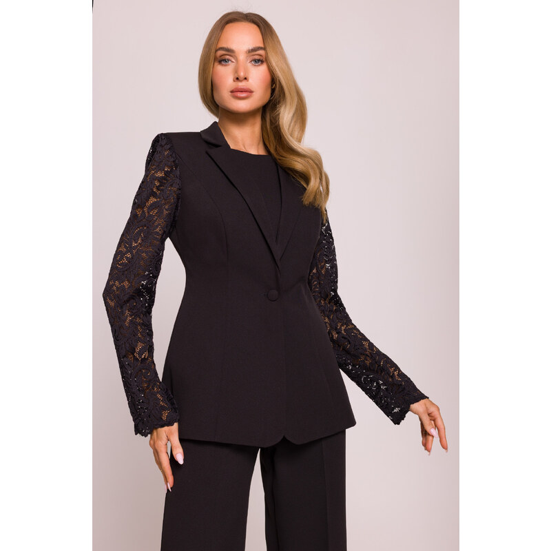 MOE Sako s čipkovanými rukávmi | čierna M865 64572732