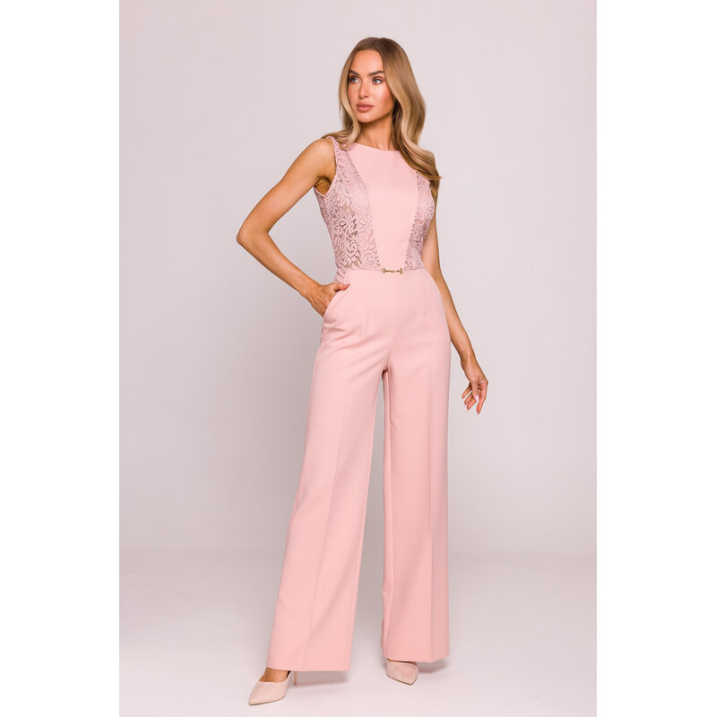 MOE Dámsky overál s čipkou | púdrovo ružová M866 64572737