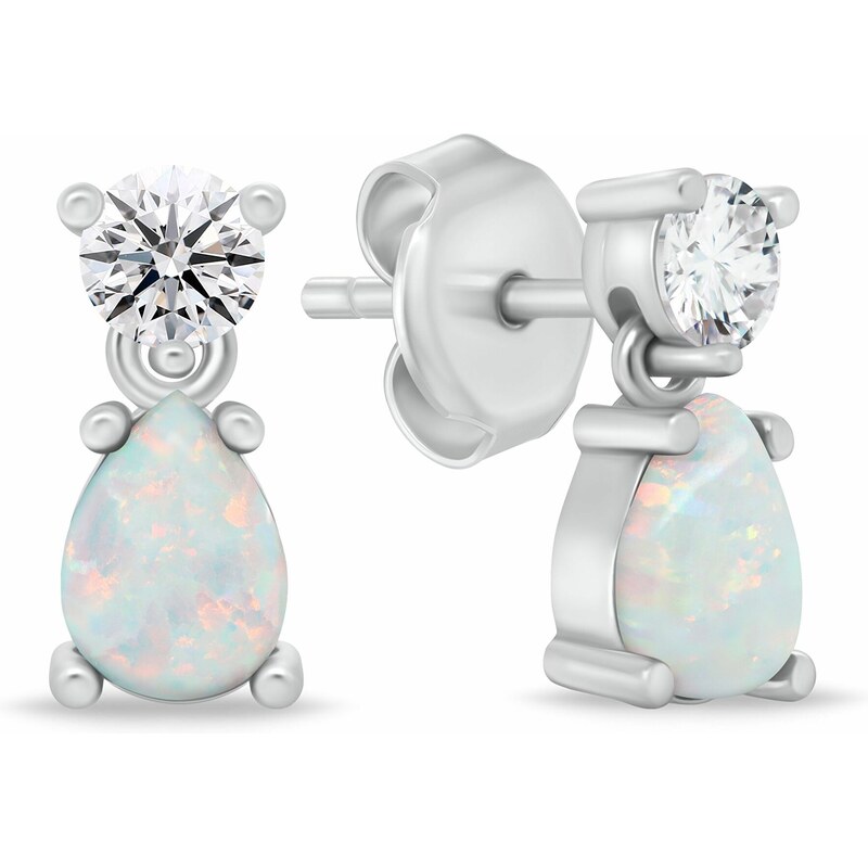 Brilio Silver Moderné strieborné náušnice so syntetickými opálmi 66590850