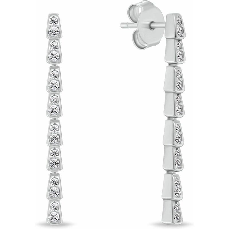 Brilio Silver Luxusné strieborné visiace náušnice so zirkónmi EA1191W 66579580