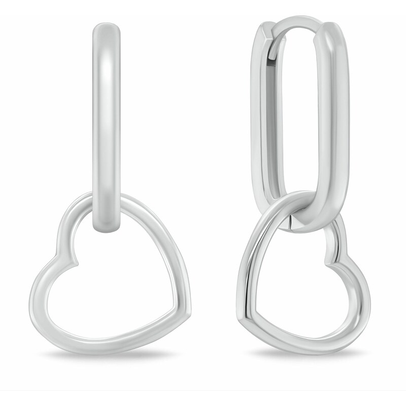 Brilio Silver Strieborné oválne náušnice so srdiečkami 2v1 EA1188W 66588070