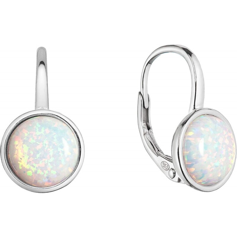 Evolution Group Strieborné visiace náušnice s bielym syntetickým 66578492