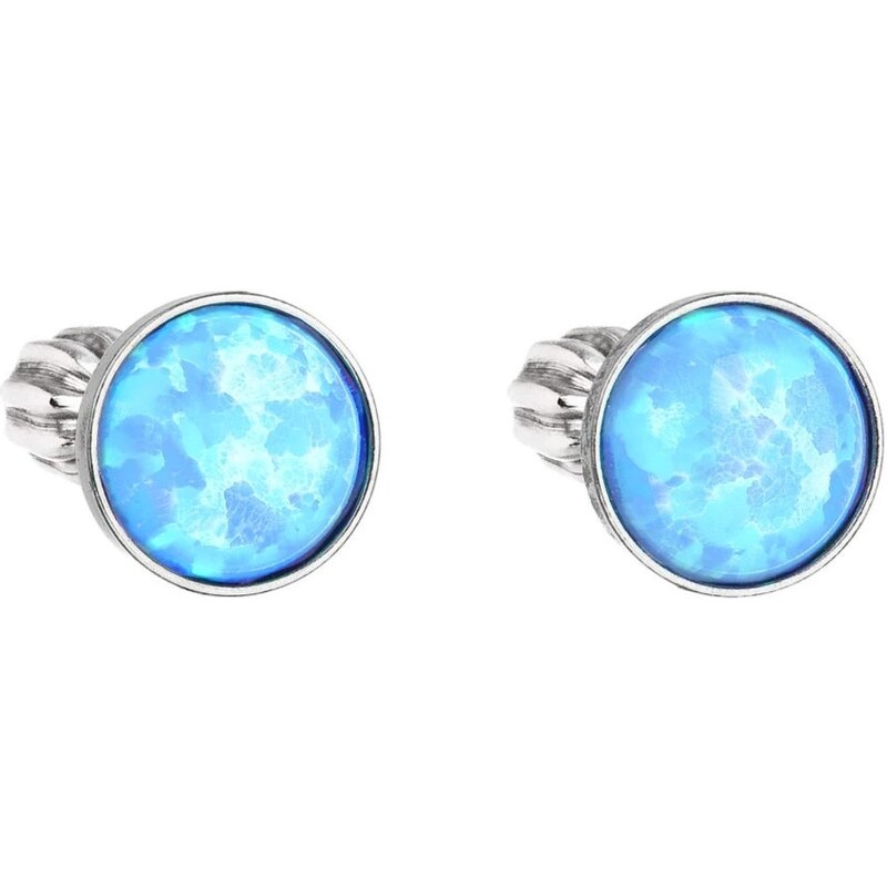 Evolution Group Strieborné náušnice so svetlo modrým syntetickým 66592757