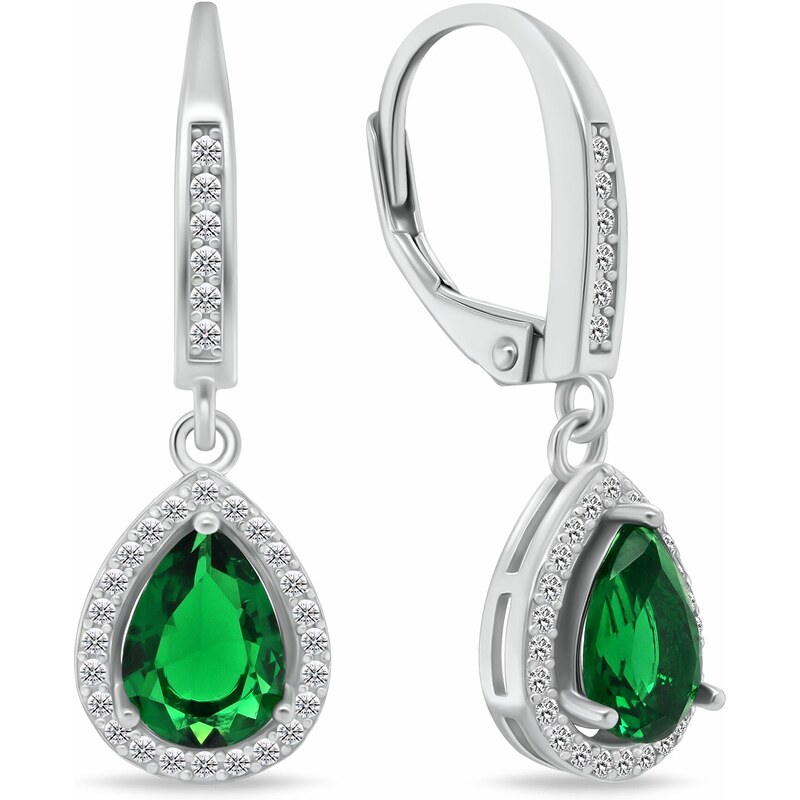 Brilio Silver Trblietavé strieborné náušnice so zelenými zirkónmi 66581767