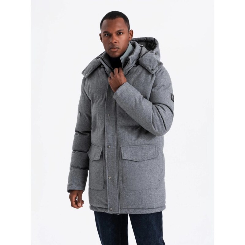 Ombre Clothing Nadčasová prešívaná šedá pánska bunda V1 JALJ-0217 65638708