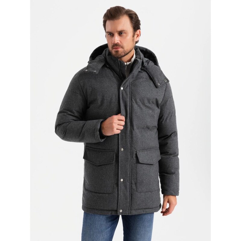 Ombre Clothing Nadčasová prešívaná čierna pánska bunda V2 JALJ-0217 65638709